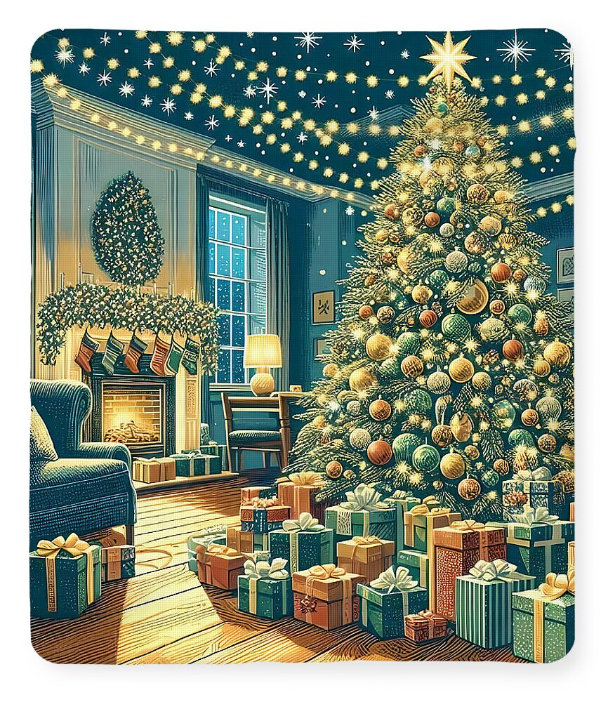 Cozy Christmas Living Room Design Blanket