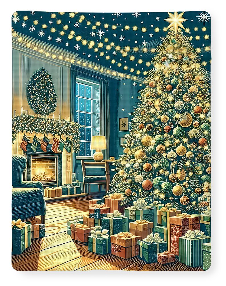 Cozy Christmas Living Room Design Blanket