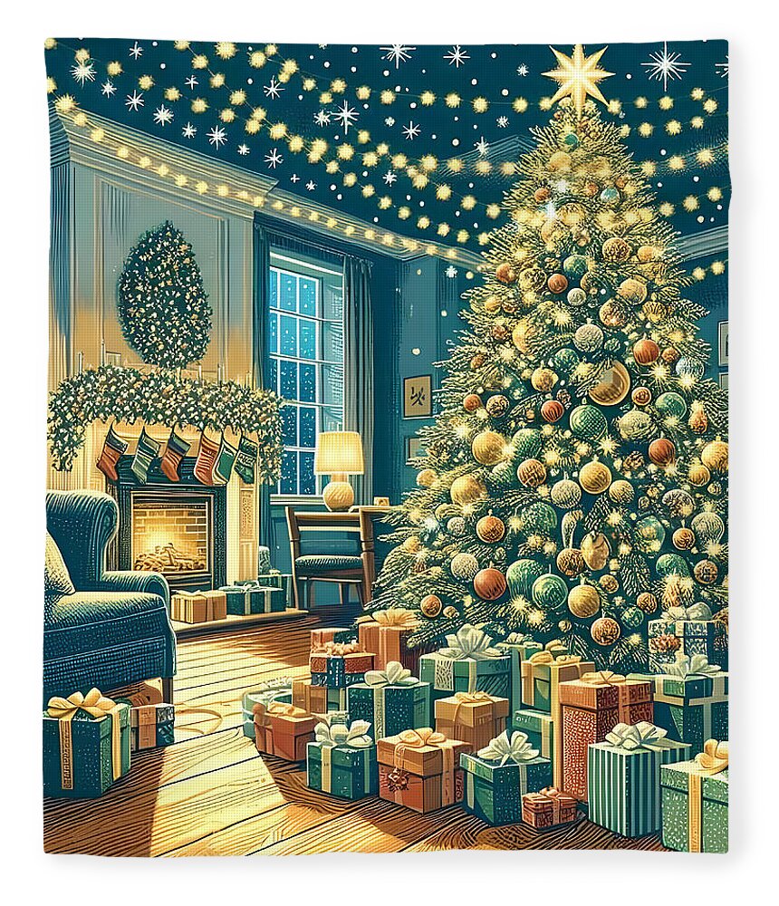 Cozy Christmas Living Room Design Blanket