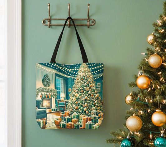 Cozy Christmas Living Room Design Tote Bag