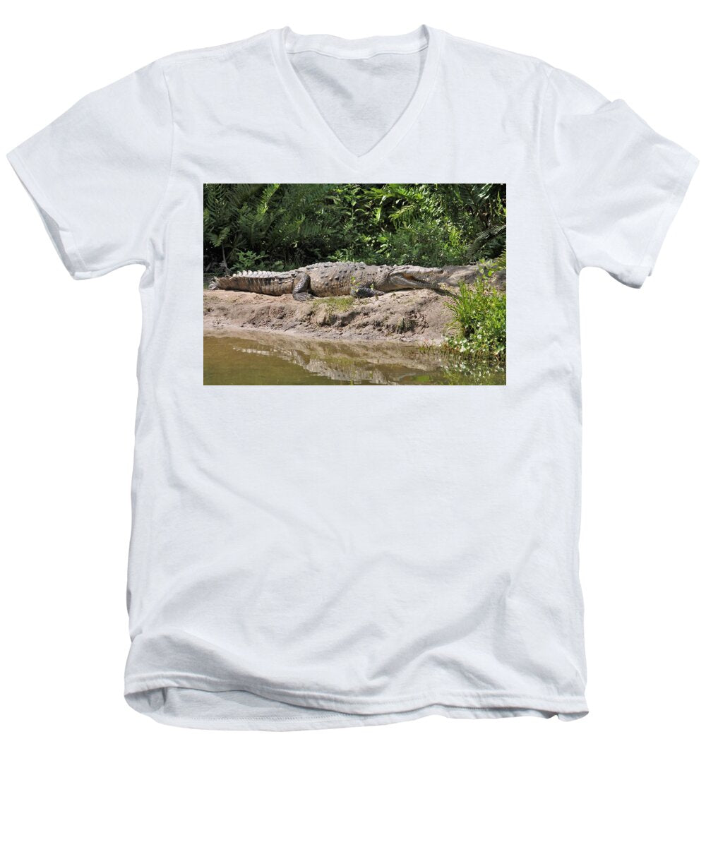 Crocodile by the Riverside - Men's V-Neck T-Shirt