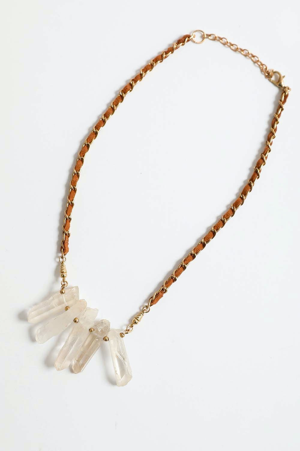 Crystal Drop Suede Necklace