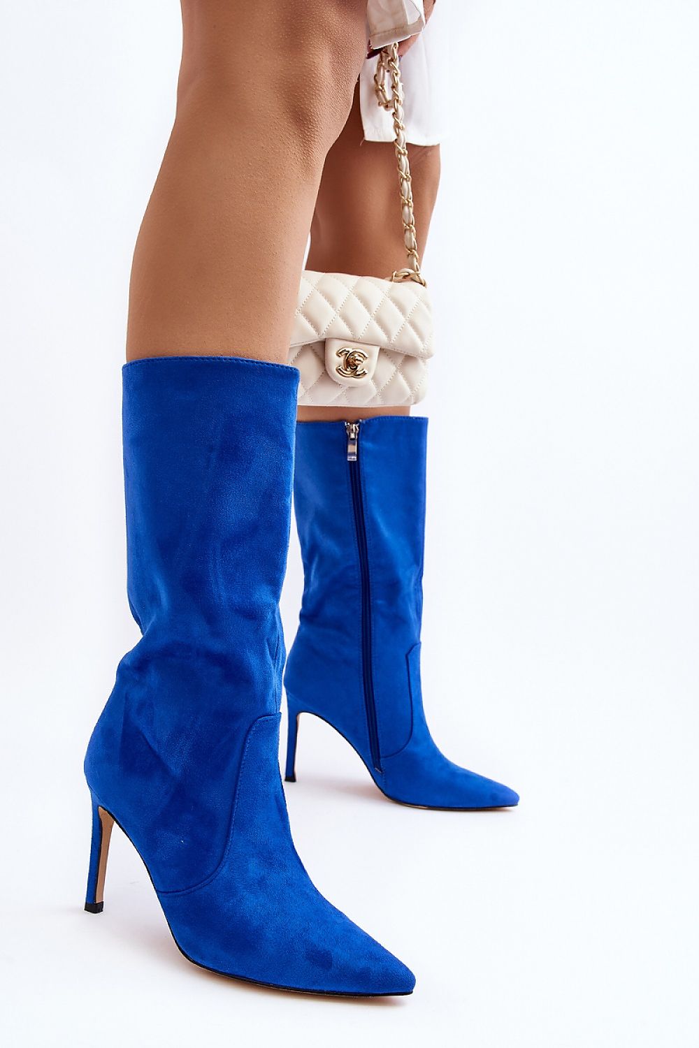 Women's Step in Style Blue High Heel Boots