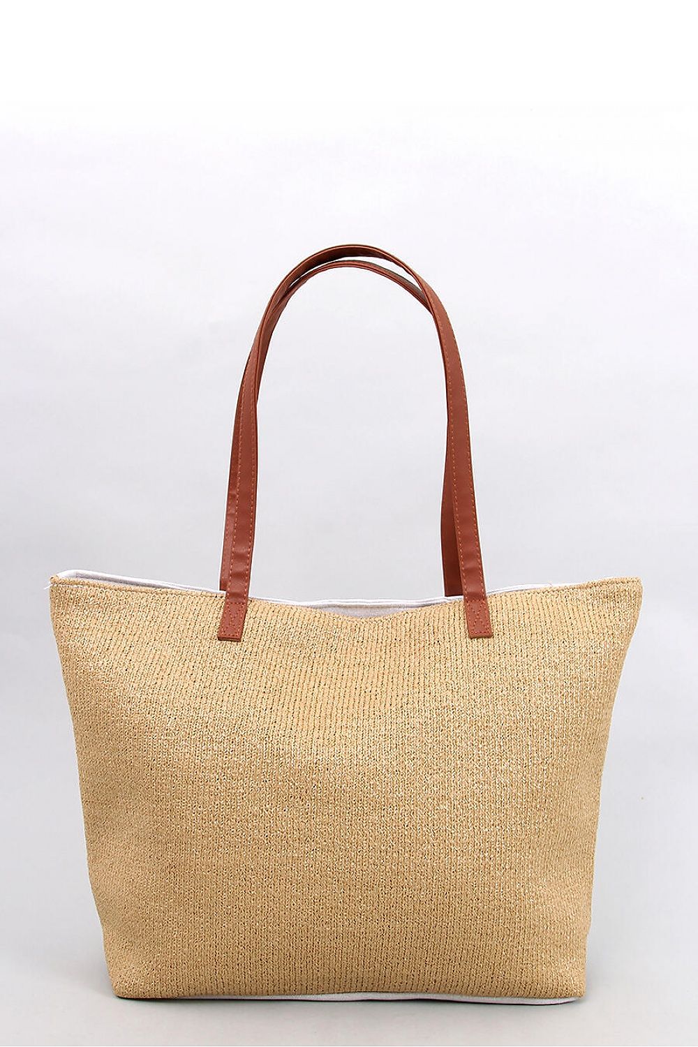 Tan and White Beach Bag by Inello