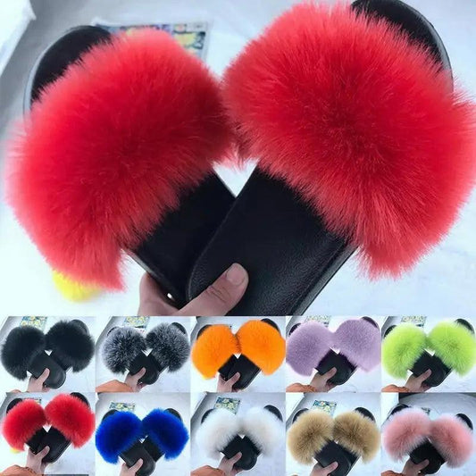Women's Fashion Cute Furry Indoor Warm Flat House Slippers