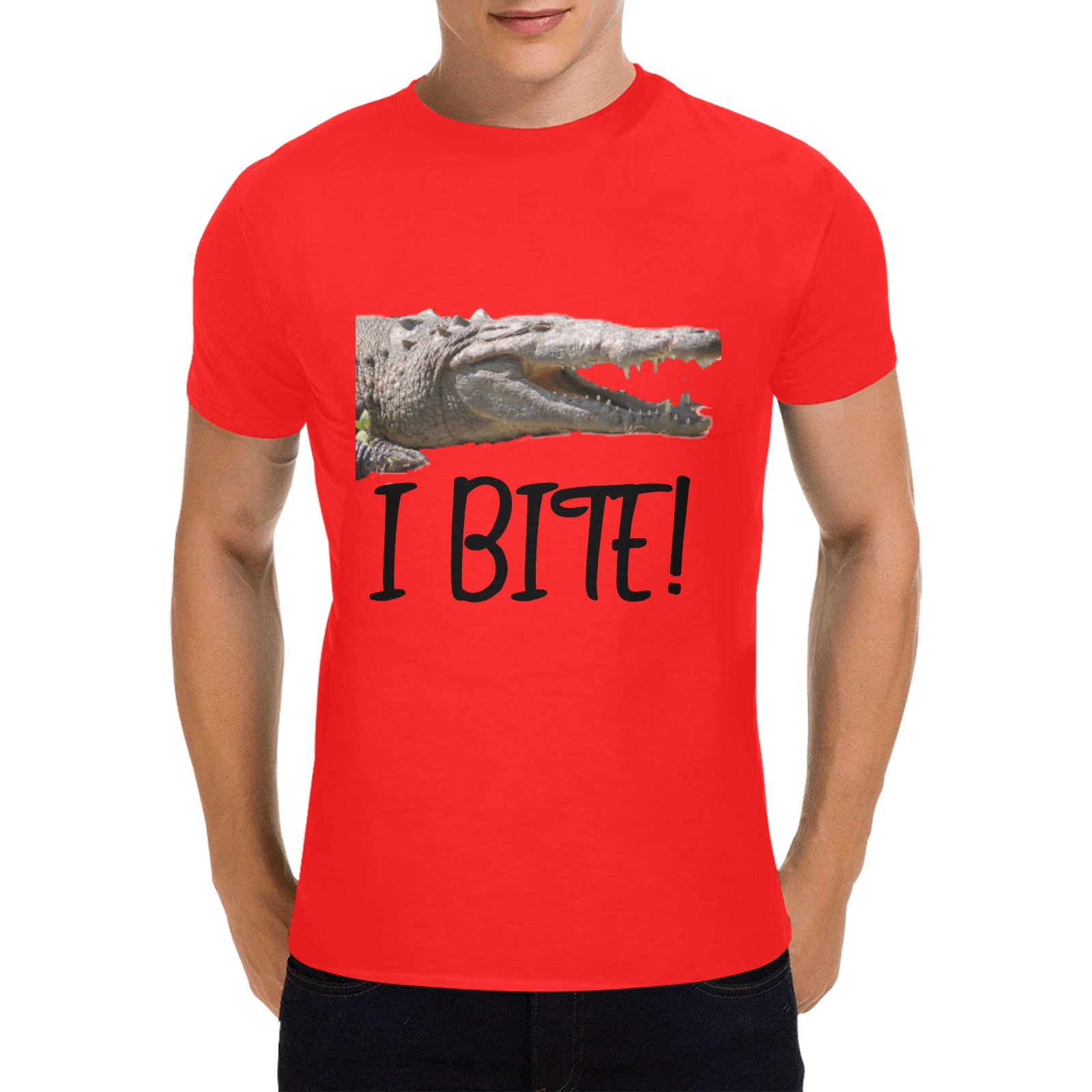 Men's Crocodile I Bite Heavy Cotton T-shirt (Made in USA）