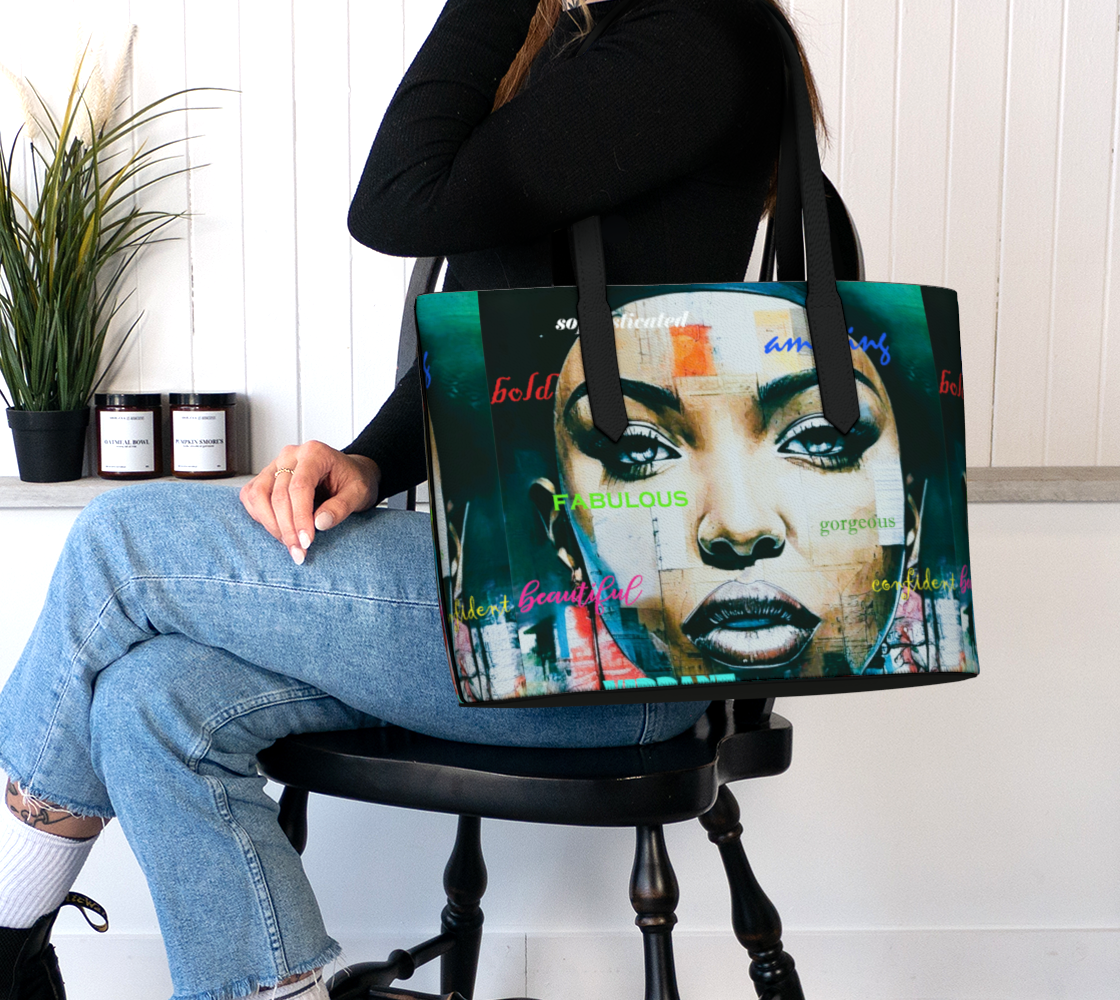 Beautiful Confident Woman Vegan Leather Tote Bag