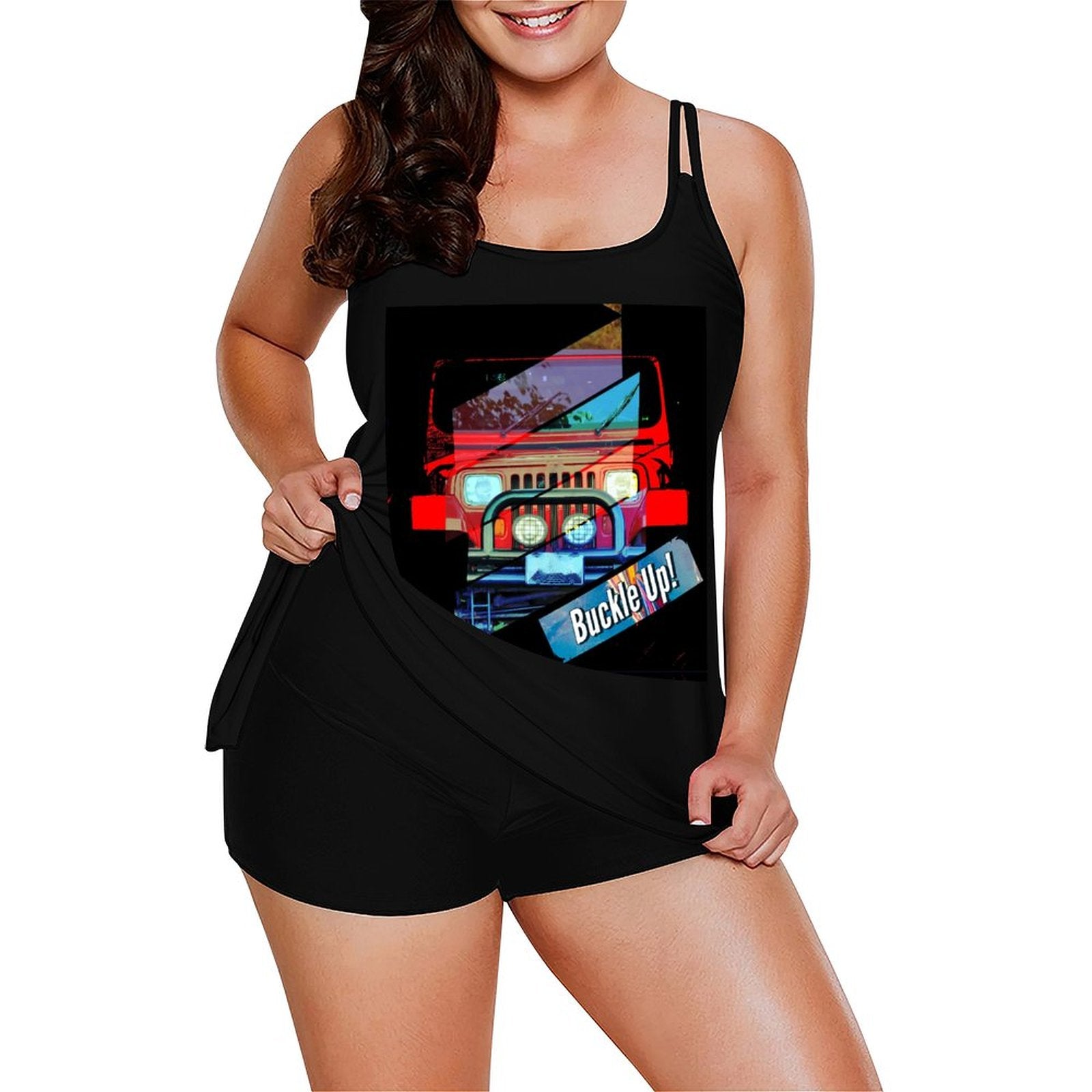 Buckle Up! 4-wheel Drive Tankini 2-Piece Swimsuit for Women
