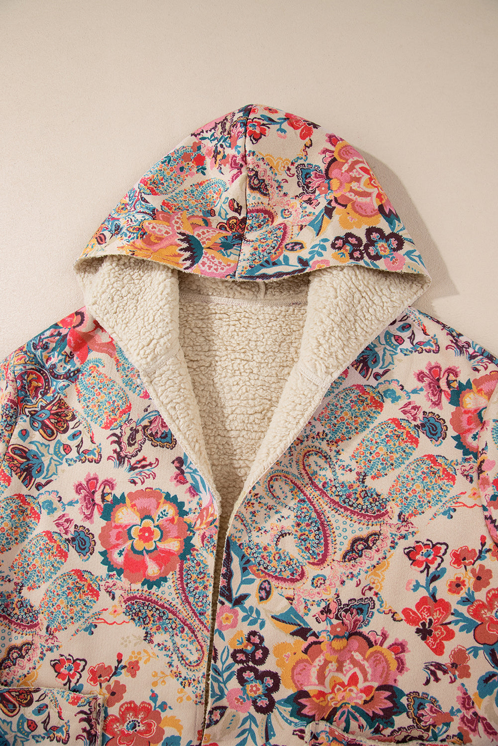 Women's Floral Sherpa Lined Hooded Jacket