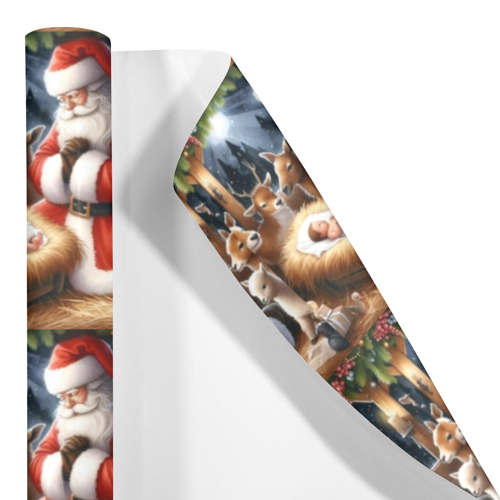 Santa with Baby Jesus Coated Gift Wrapping Paper (Made in USA)