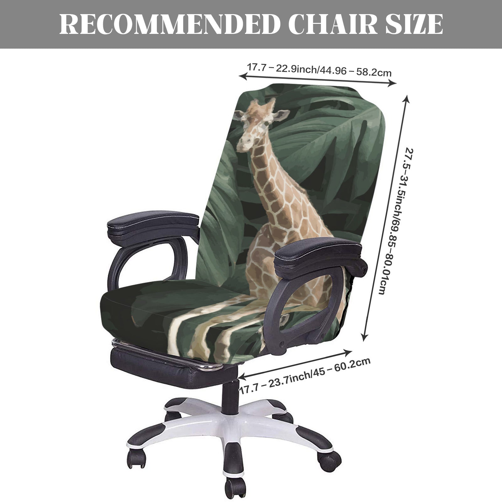 Tall Giraffe with Greenery Office Chair Cover (Made in USA)