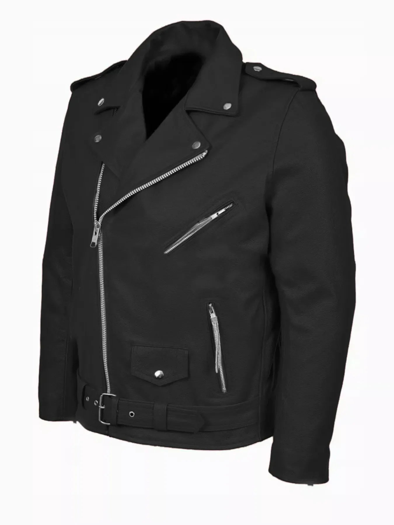 Men's Plus Size Zip Up Leather Motorcycle Jacket
