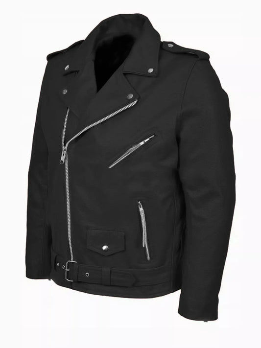 Men's Plus Size Zip Up Leather Motorcycle Jacket