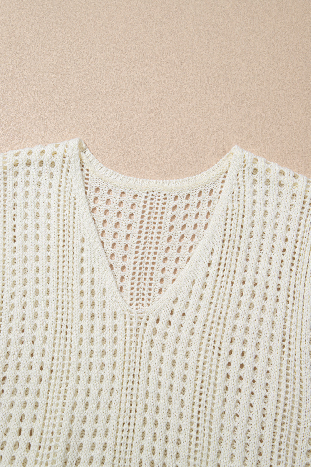 Crochet Open Knit Drawstring Waist Beach Dress Coverup