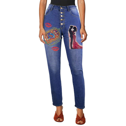 Couple in Red Women's Jeans (Front Printing) (Model L75)