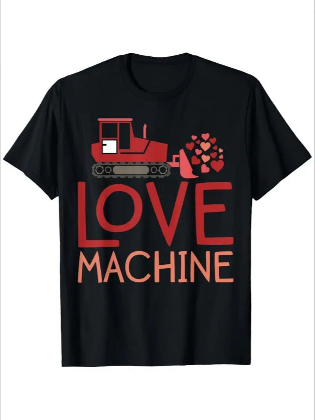 Valentine's Day Bulldozer Love Machine Graphic T-Shirt