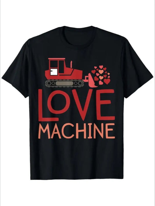 Valentine's Day Bulldozer Love Machine Graphic T-Shirt