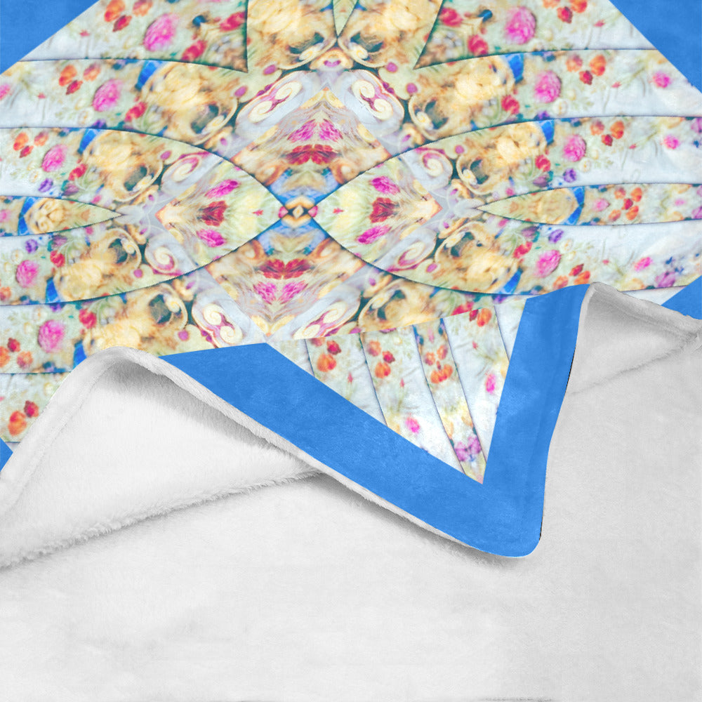 Blue Faux Quilted Design Ultra-Soft Micro Fleece Blanket (Made In USA)