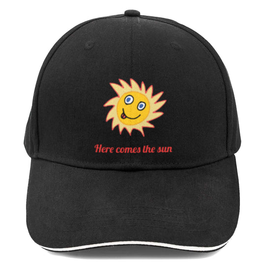 Here Comes the Sun Sandwich Black Baseball Cap (Made in USA)