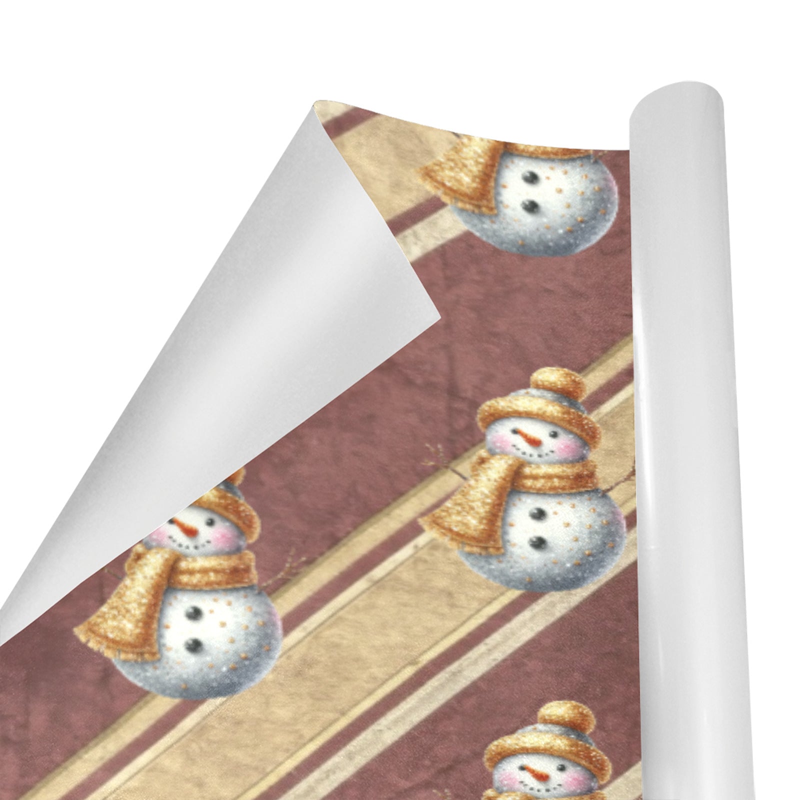 Red Stripes Gold Snowman 2 Rolls Custom Gift Wrapping Paper - 58