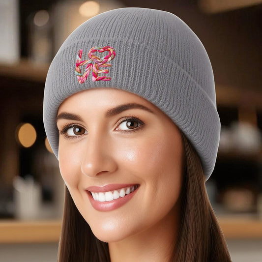Yarn Love Faux Embroidered Knit Beanie (Made in USA)