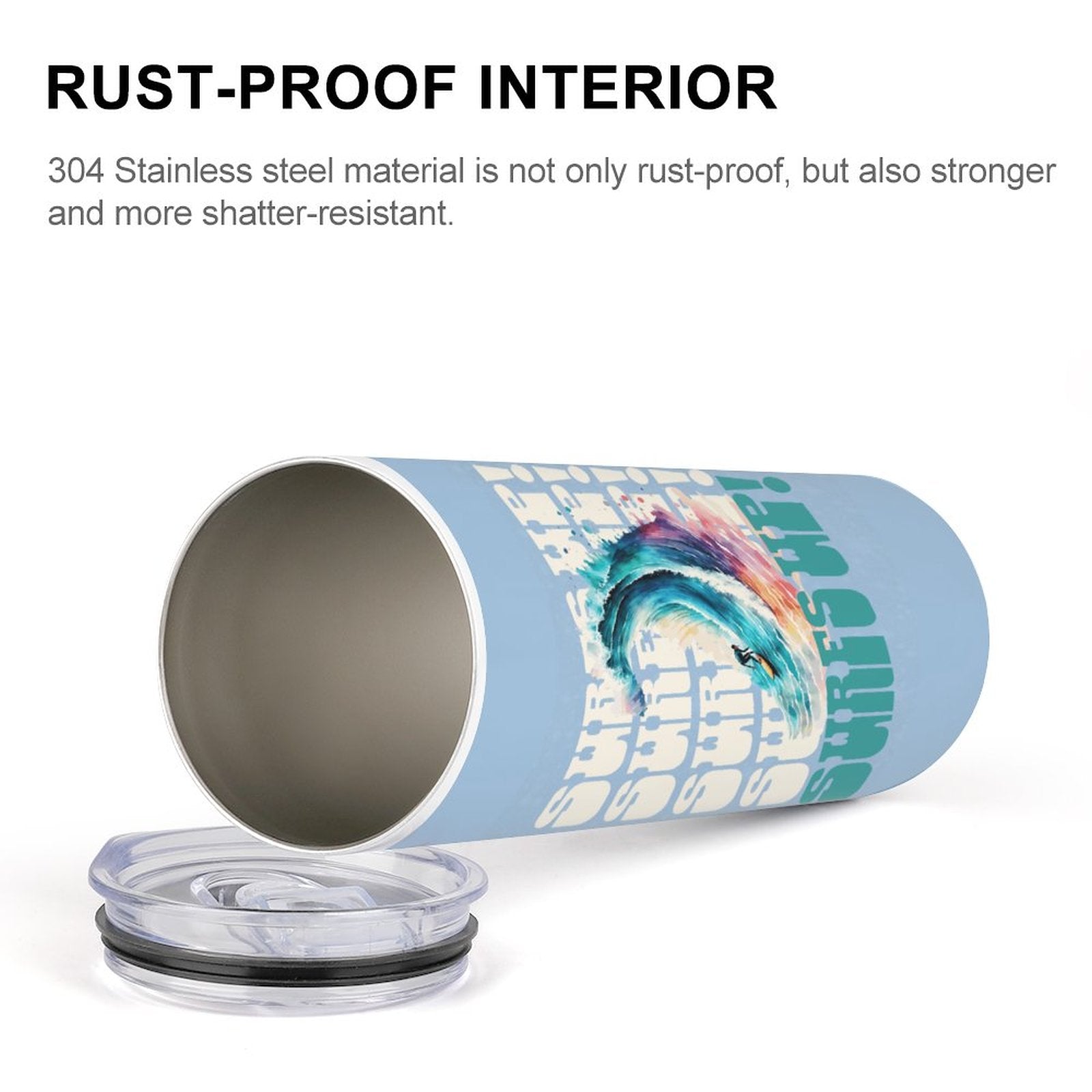 Surf's Up 20oz Skinny Stainless Steel Straight Cup-With Lid