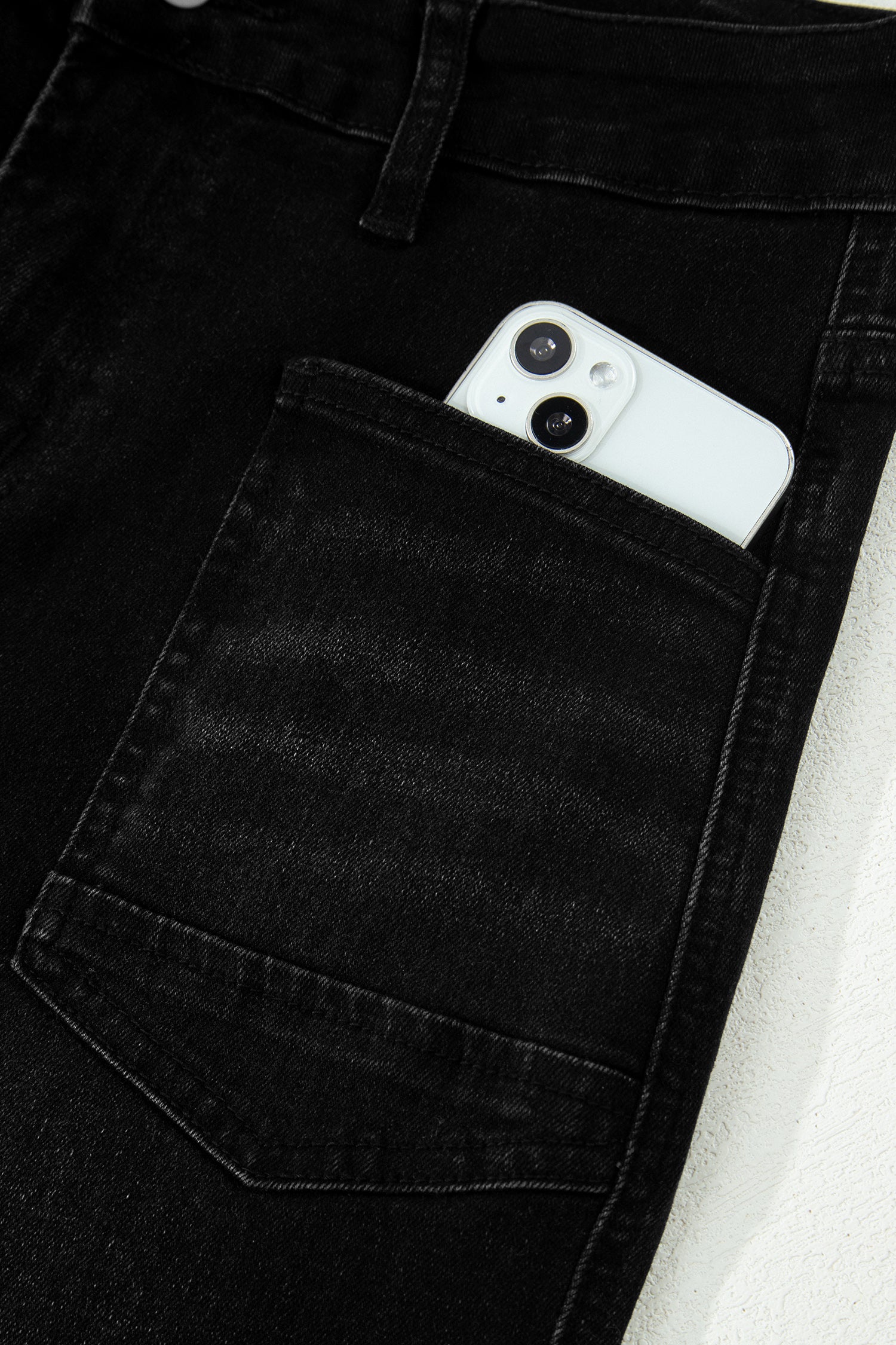 Black Frayed Cropped Barrel Jeans