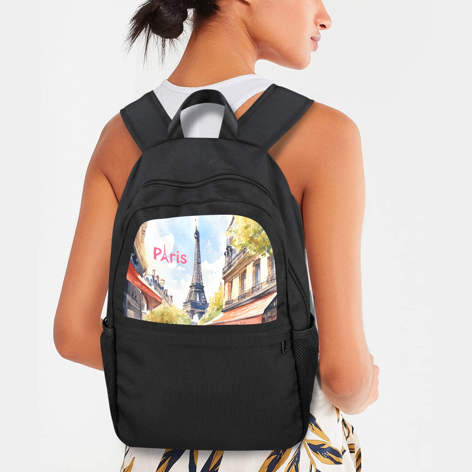 Eiffel Tower in Paris Casual Backpack (Upper Part Printing) (Model 1753)
