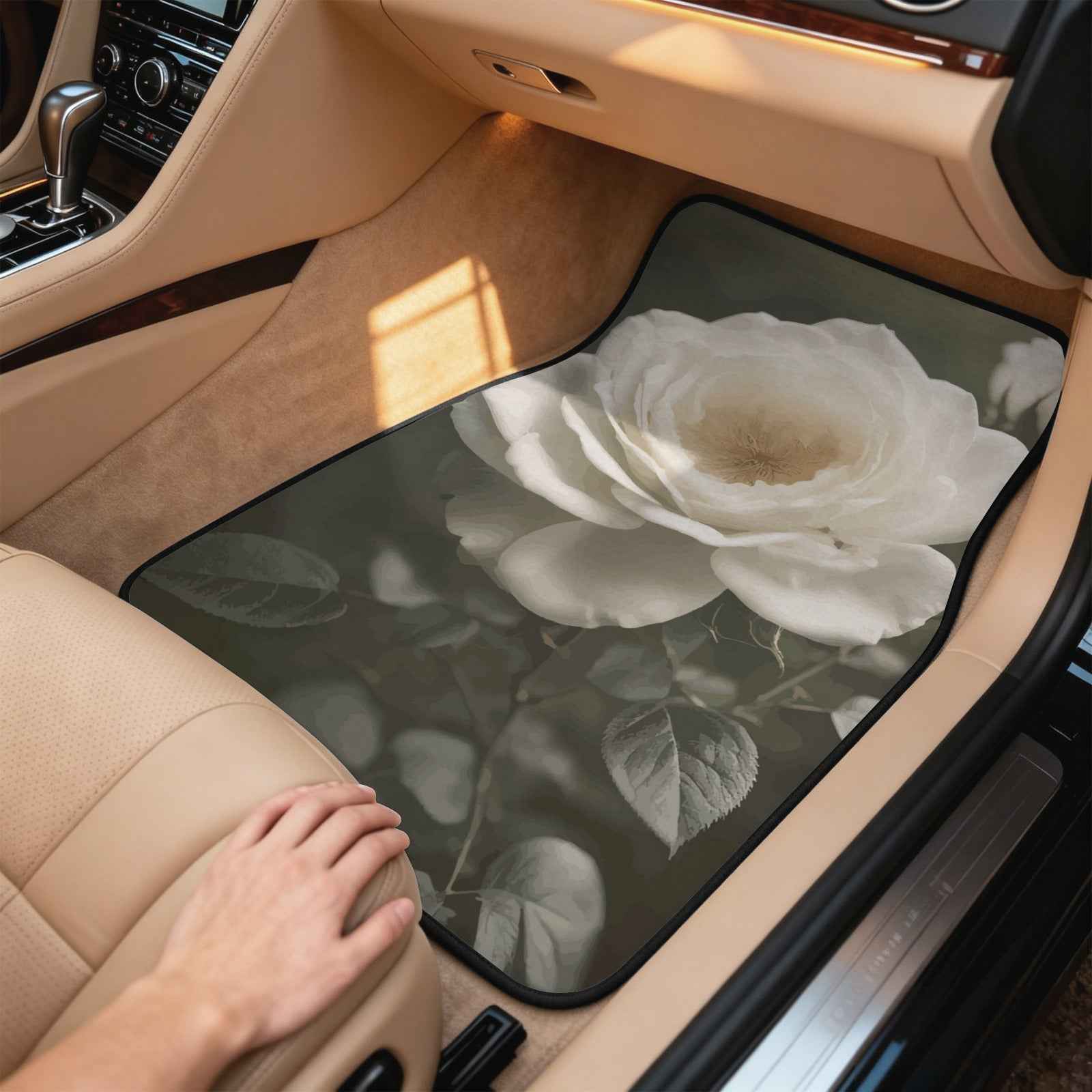 White Rose 4-Piece Car Floor Mats | Ships from USA