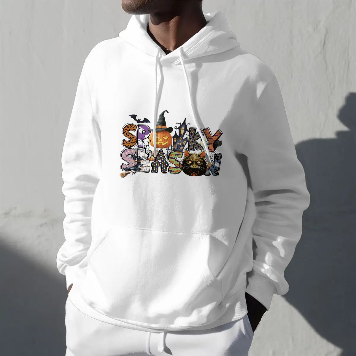 Halloween Spooky Season Unisex Fleece Hoodie with Drawstring