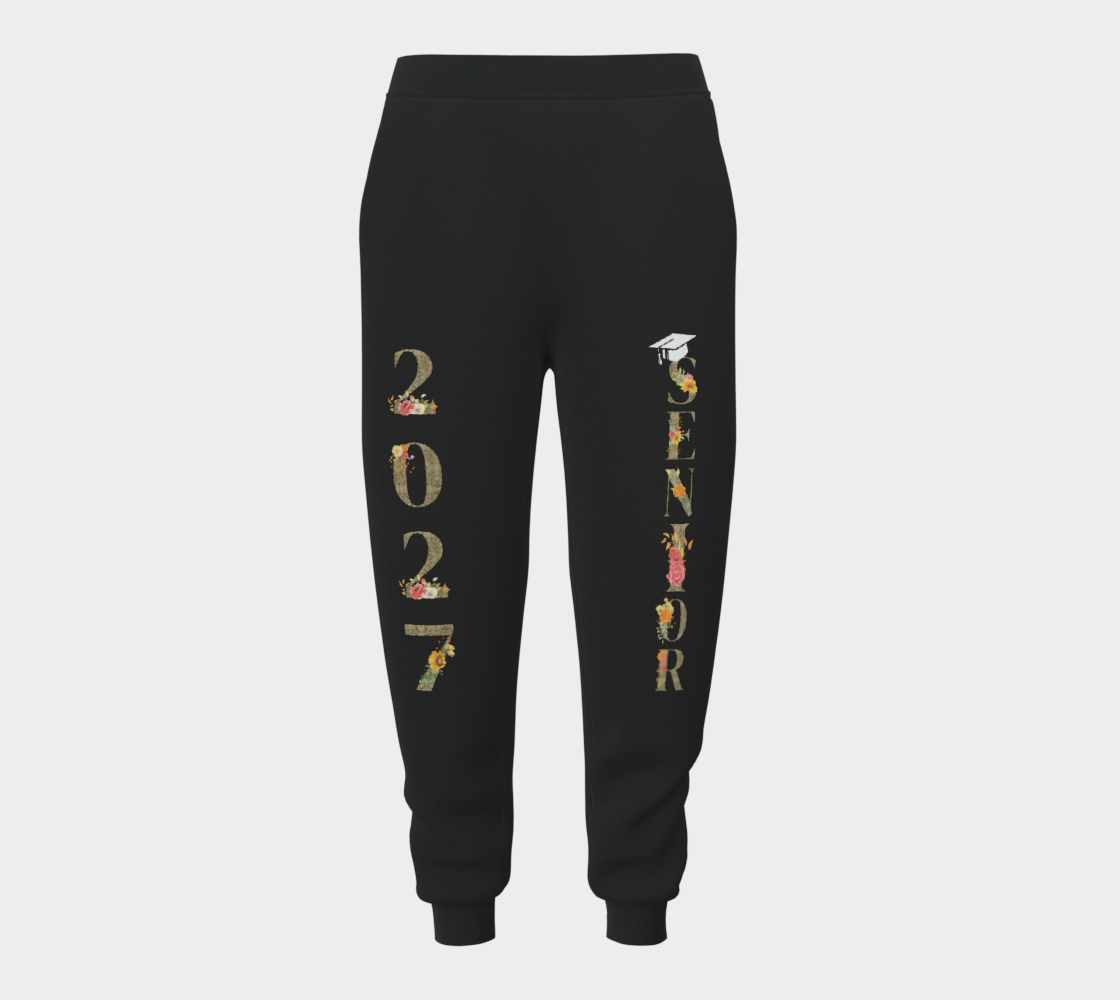Floral 2027 Senior Black Unisex Joggers