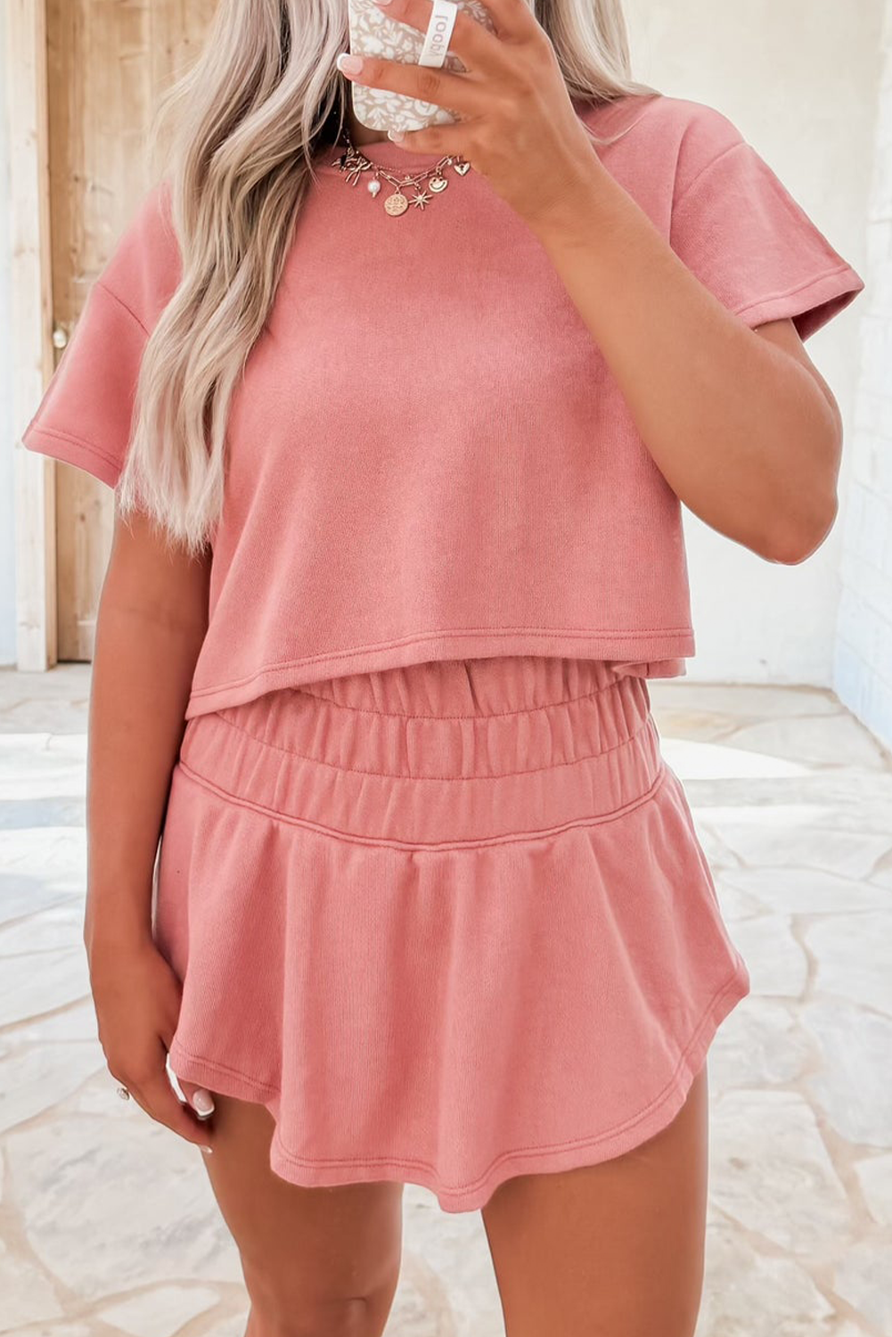Women's 2-piece Cropped T-shirt and Ruffle High Waist Skort Set Outfit