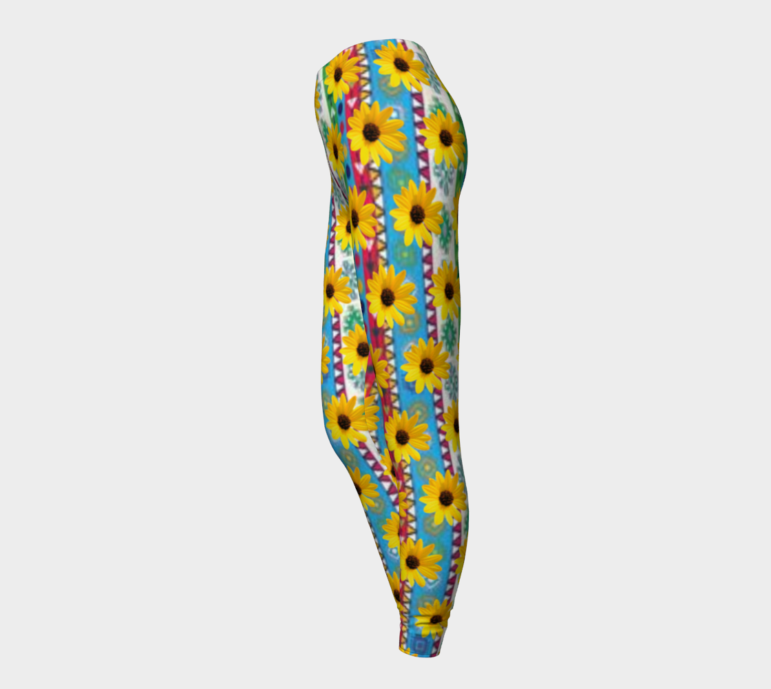 Black Eyed Susan's on Colorful Striped Leggings