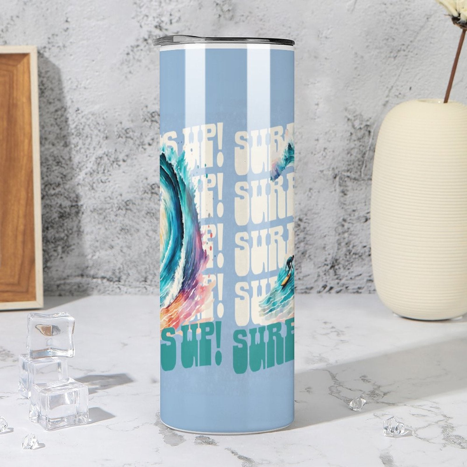 Surf's Up 20oz Skinny Stainless Steel Straight Cup-With Lid