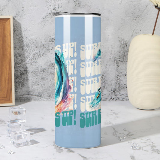 Surf's Up 20oz Skinny Stainless Steel Straight Cup-With Lid