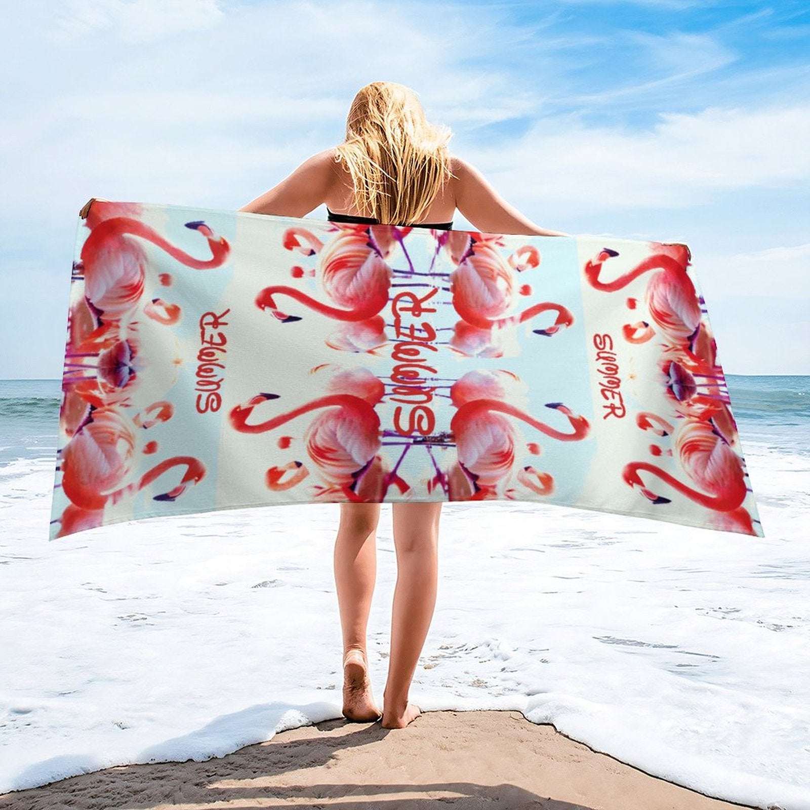 Pink Flamingos Summer Design Beach or Bath Towel - 61.4