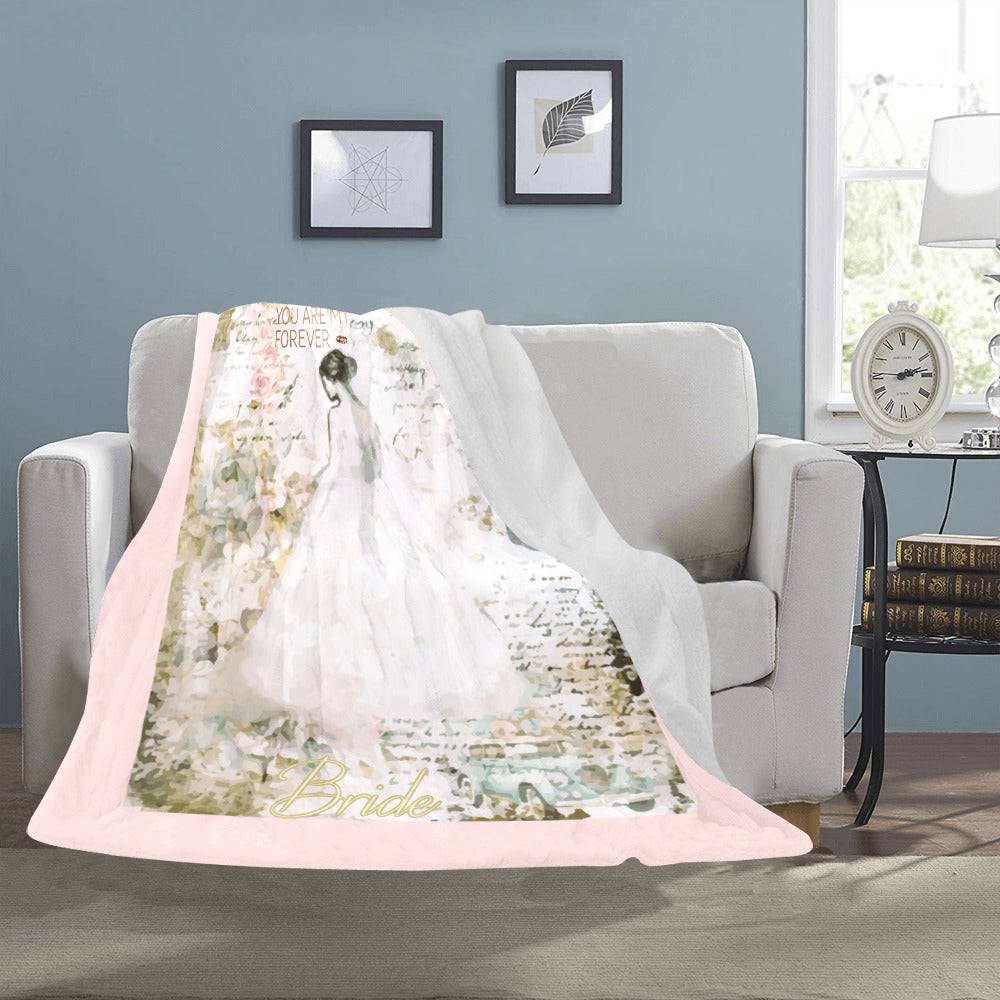 Bride's You Are My Forever Faux Quilt Ultra-Soft Micro Fleece Blanket (Made in USA)