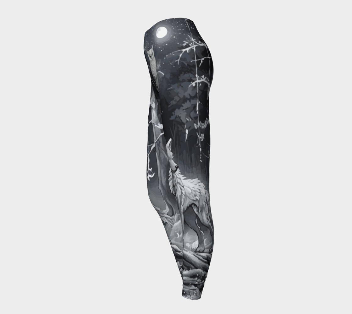 Ethereal Wolf in the Moonlight Printed Long Yoga Leggings