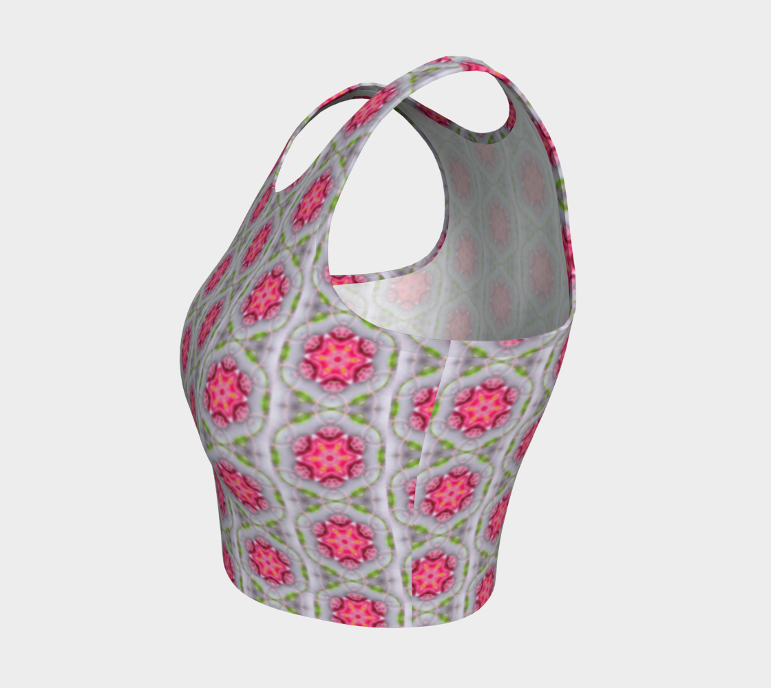 Silver and Pink Star Pattern Athletic Crop Top