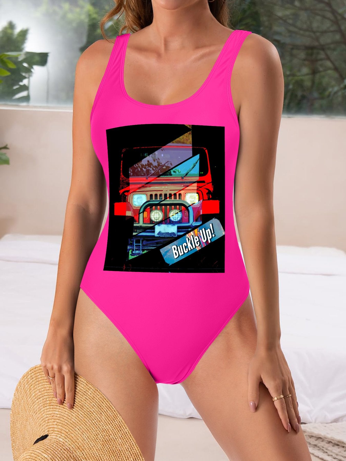 Buckle Up! 4-wheel Drive Athletic Strap One-Piece Swimsuit for Women