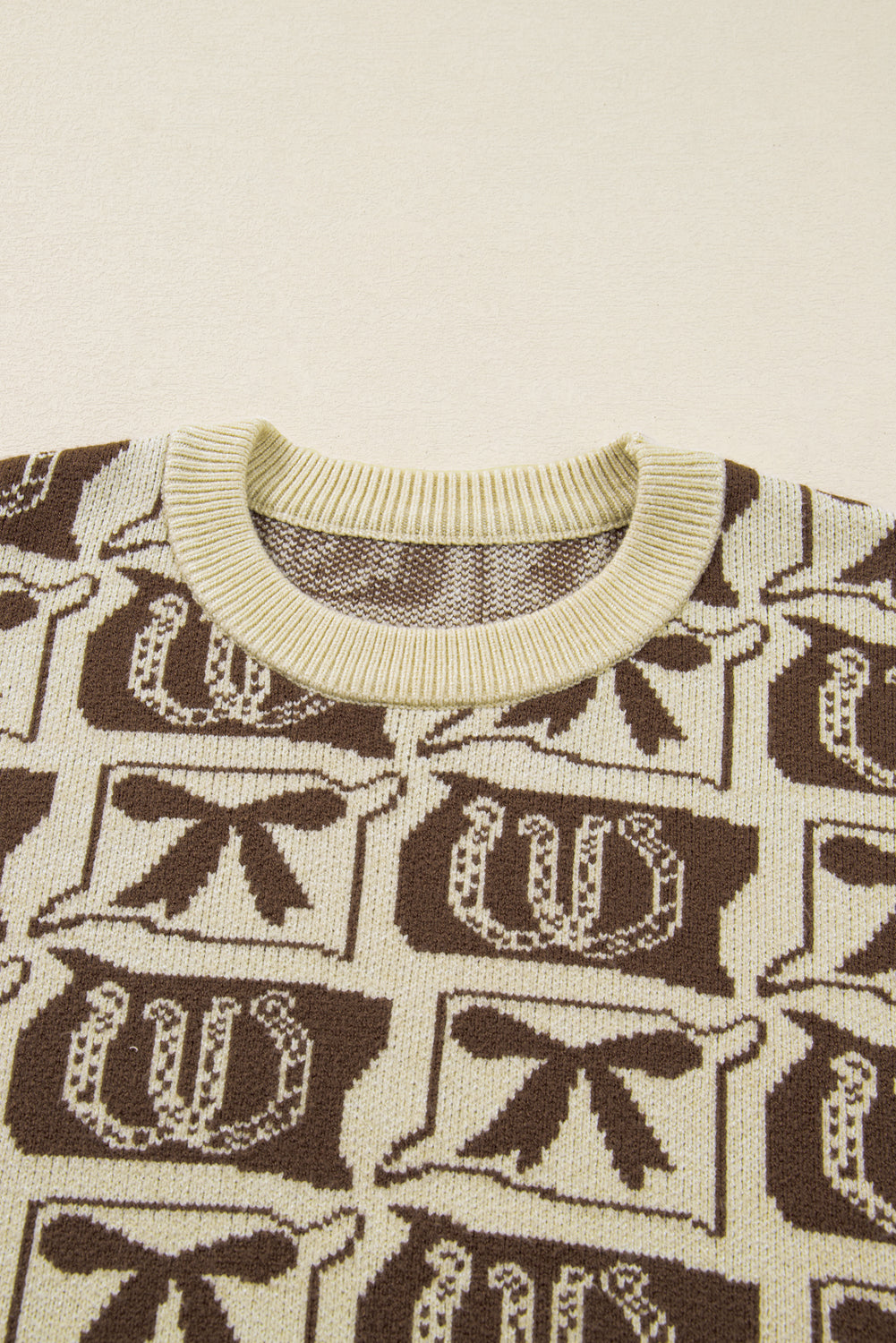 Women's Plus Size Western Bows & Horseshoes Long Sleeve Sweater