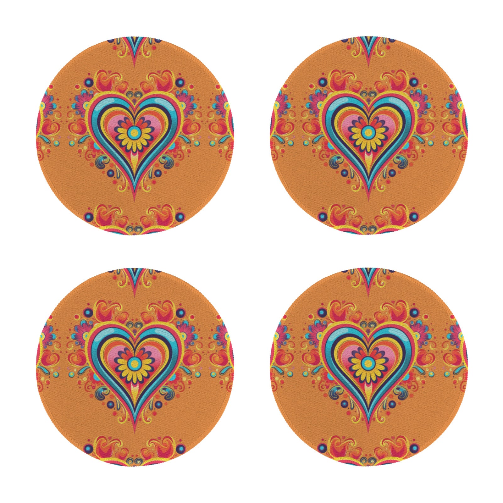 1970s Heart Custom Round Placemat - 4 pack (Made in USA)