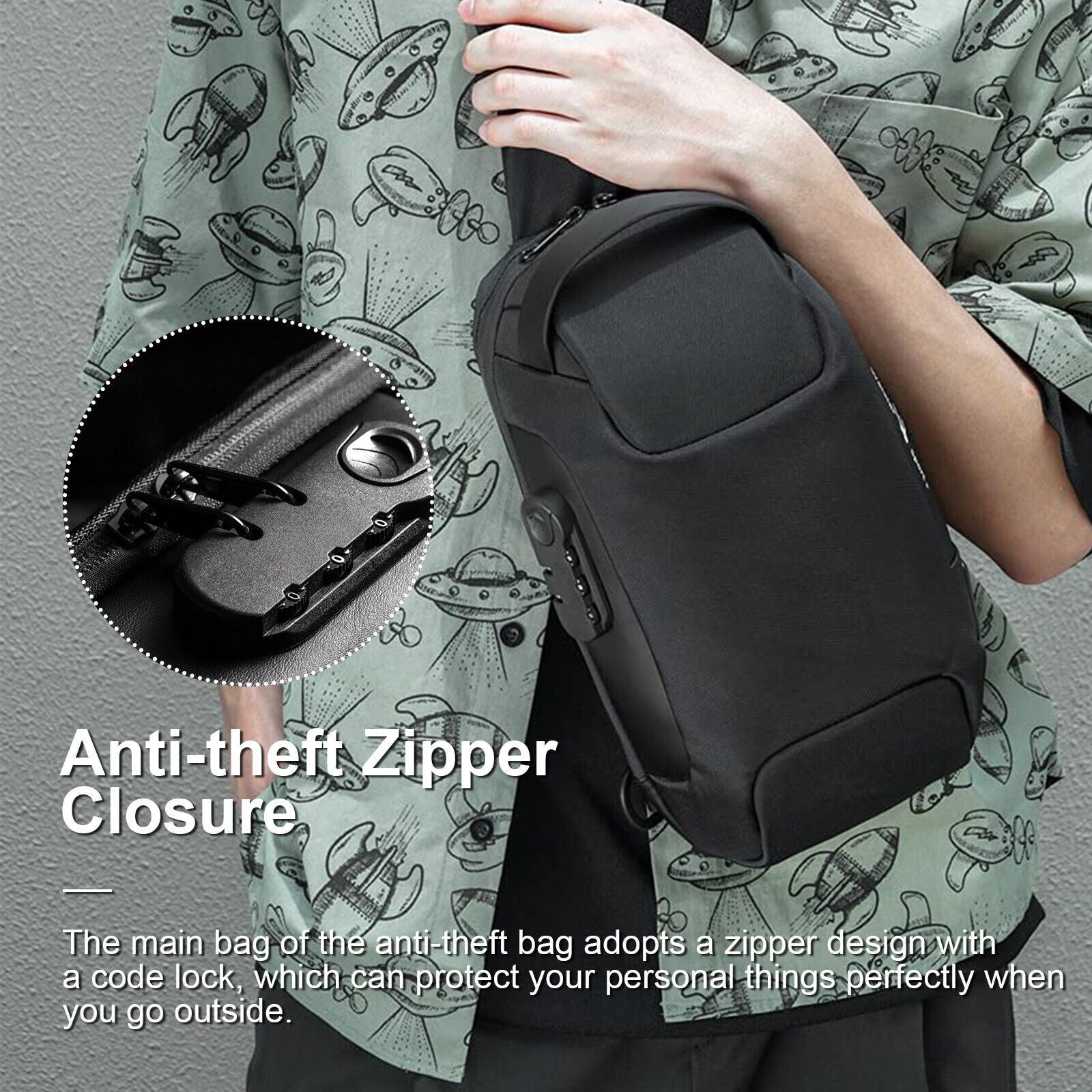Men's Waterproof Oxford Multifunction USB Crossbody Shoulder Bag