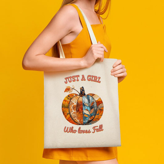 Just a Girl Who Loves Fall Pumpkins Canvas Tote Bag - 13.4" x 15.8"