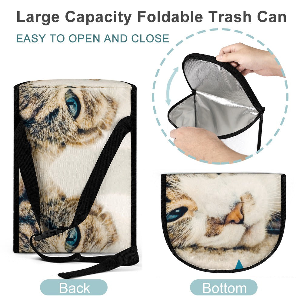 Lazy Cat Says Go Away Car Garbage Trash Bag with straps and zipper