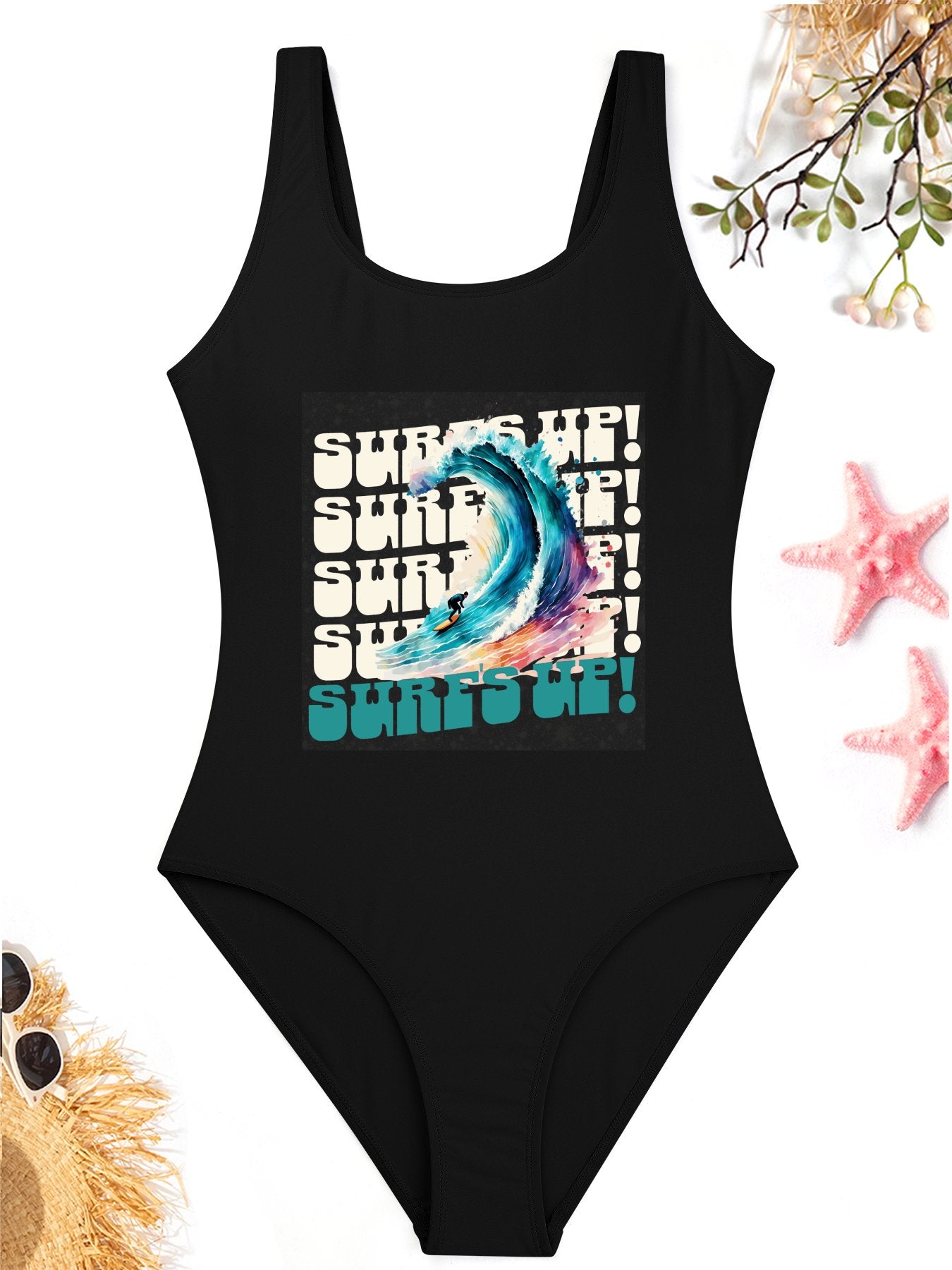 Surf's Up One-Piece Swimsuit for Women (Front Printing)
