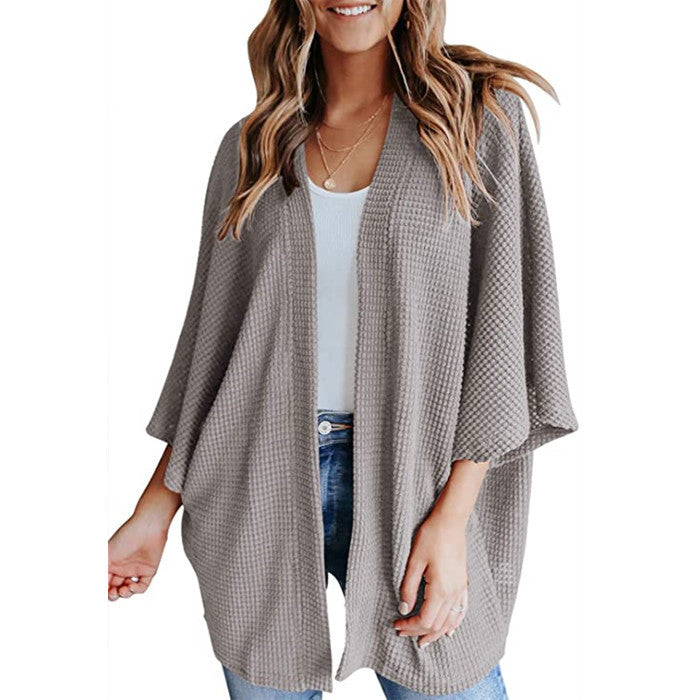 Women's Bat Sleeve Waffle Gerson Cardigan Sweater