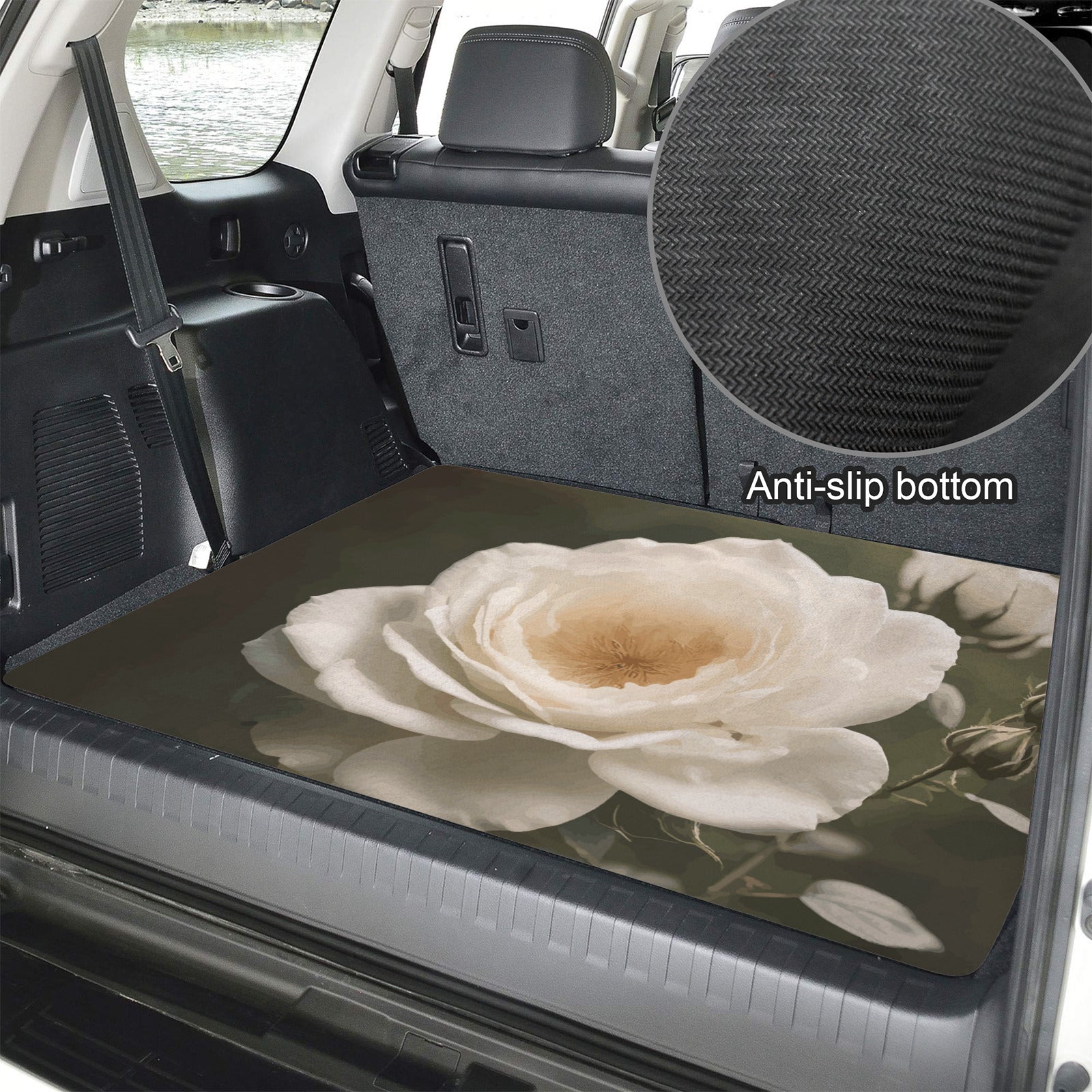 White Rose Car Trunk Mat 39.4x30inch