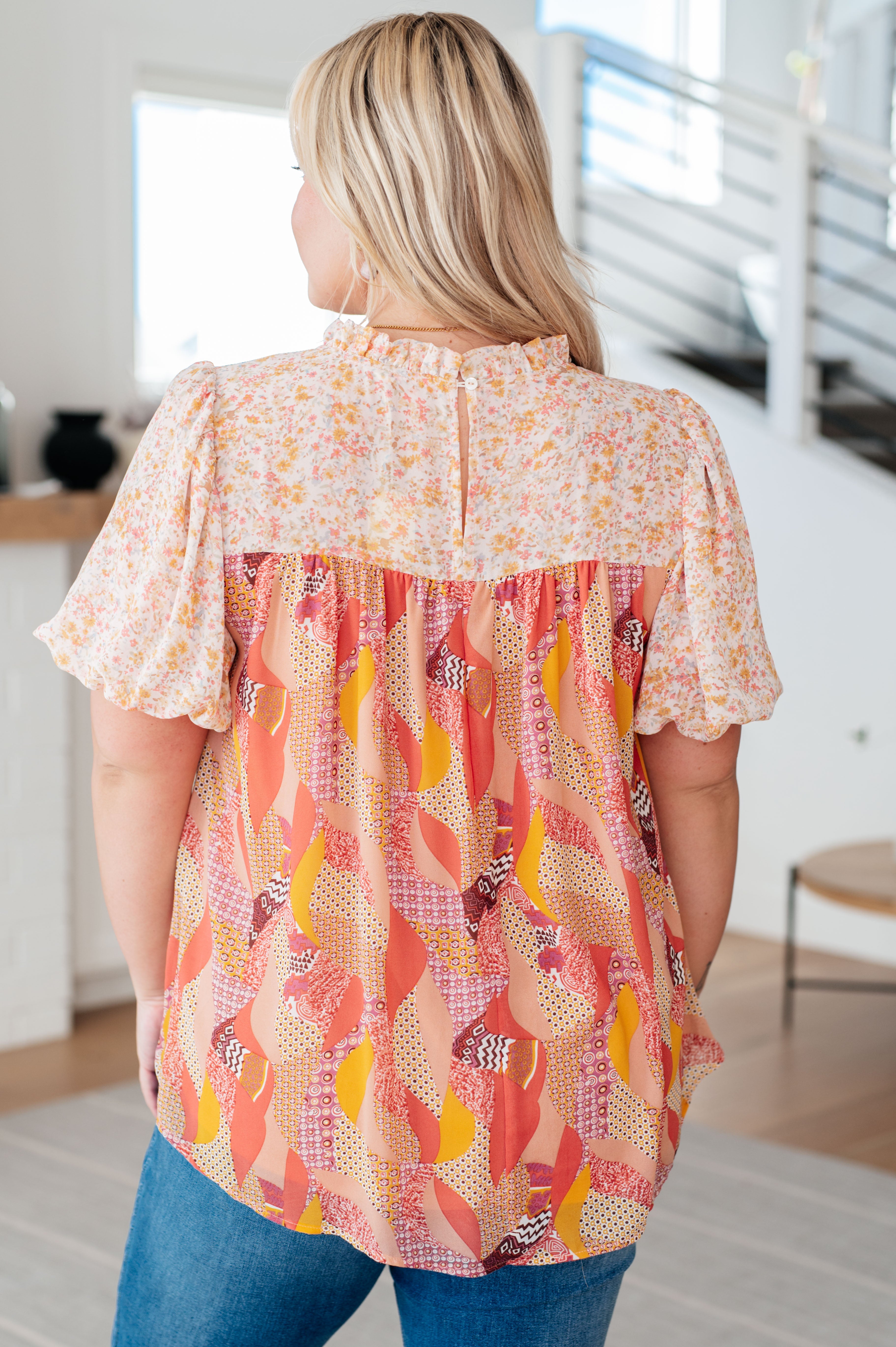 Day Dreamer Mixed Orange Floral Blouse