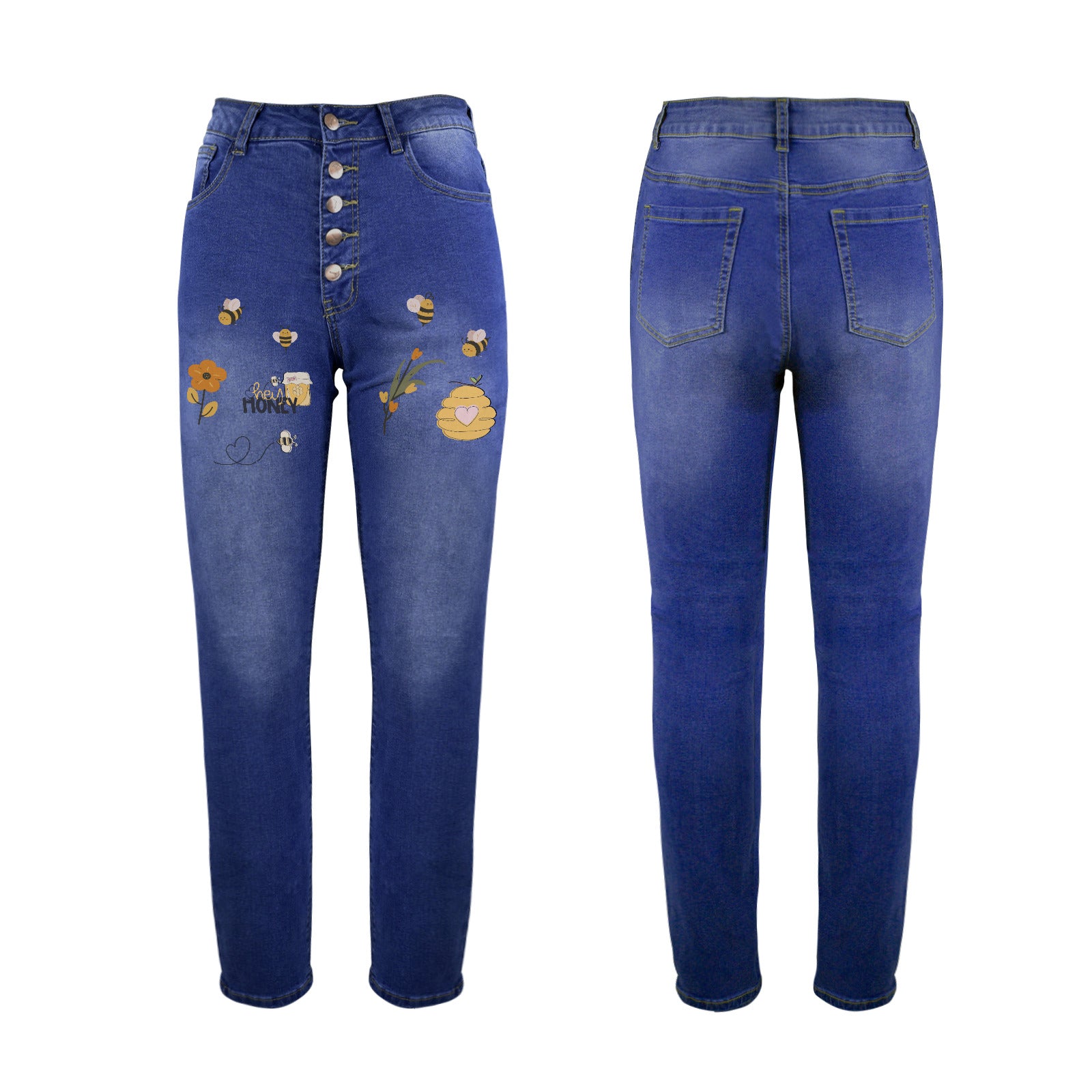 Women's Hello Honey Graffiti Design Jeans (Front Printing) | Ships from USA